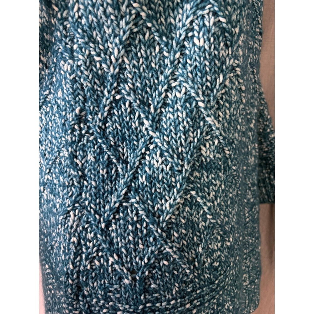 Soft Surroundings Blue Marled Knit Zip Front‎ Tunic Mock Neck Sweater L (est) - Picture 4 of 11